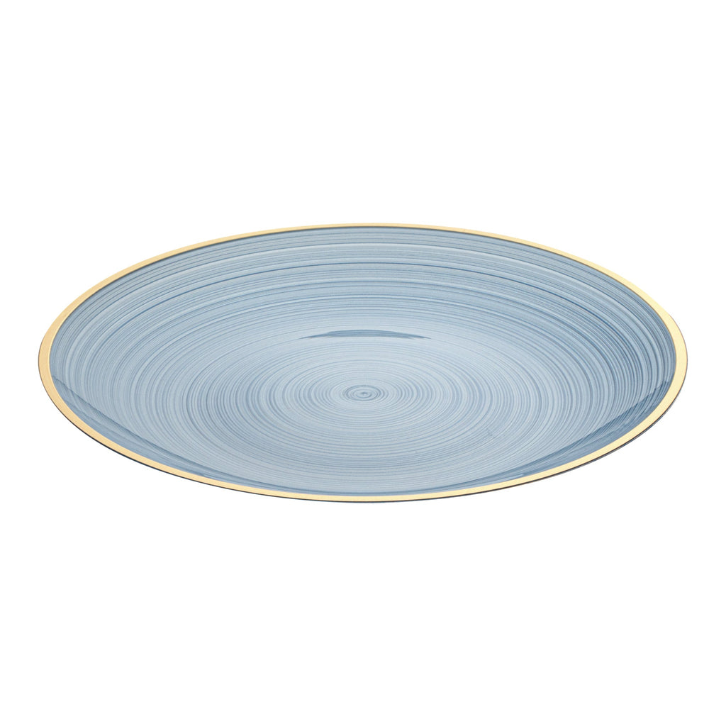 Moderna Round Blue Translucent Plastic Gold-Rimmed Plate - Rippled - 7 1/4" x 7 1/4" - 20 count box