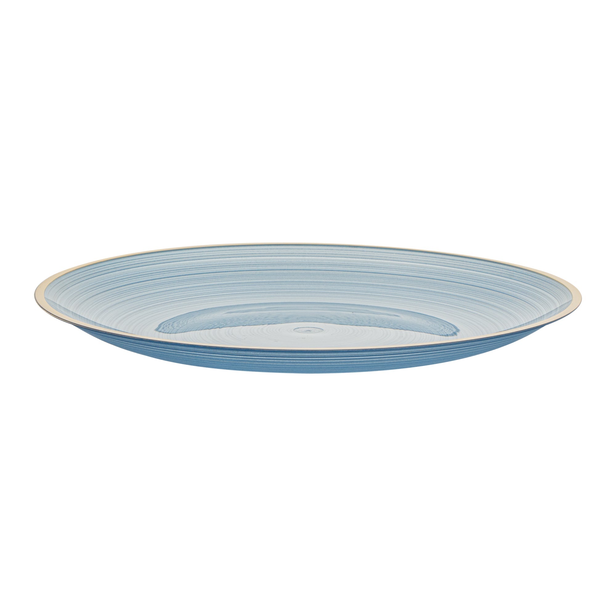 Moderna Round Blue Translucent Plastic Gold-Rimmed Plate - Rippled - 7 1/4" x 7 1/4" - 20 count box
