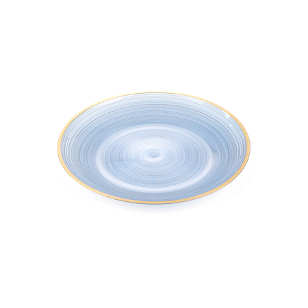 Moderna Round Blue Translucent Plastic Gold-Rimmed Plate - Rippled - 7 1/4" x 7 1/4" - 100 count box