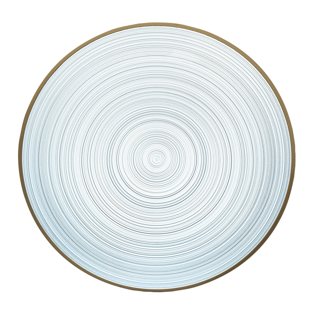 Moderna Round Blue Translucent Plastic Gold-Rimmed Plate - Rippled - 7 1/4" x 7 1/4" - 100 count box
