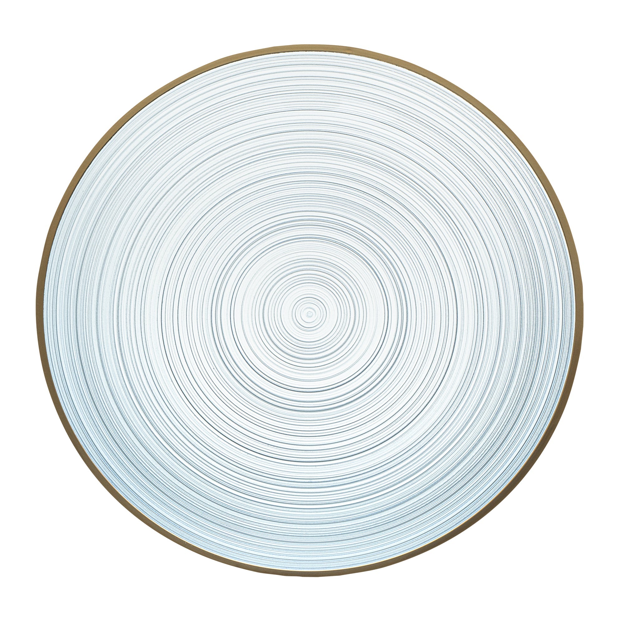 Moderna Round Blue Translucent Plastic Gold-Rimmed Plate - Rippled - 7 1/4" x 7 1/4" - 100 count box