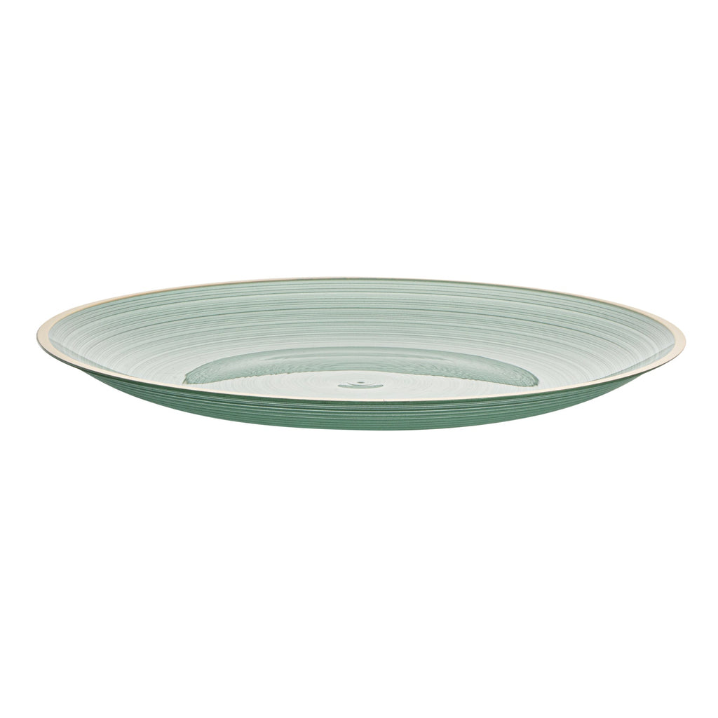 Moderna Round Green Translucent Plastic Gold-Rimmed Plate - Rippled - 7 1/4" x 7 1/4" - 20 count box
