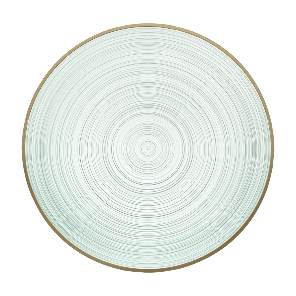 Moderna Round Green Translucent Plastic Gold-Rimmed Plate - Rippled - 7 1/4" x 7 1/4" - 20 count box