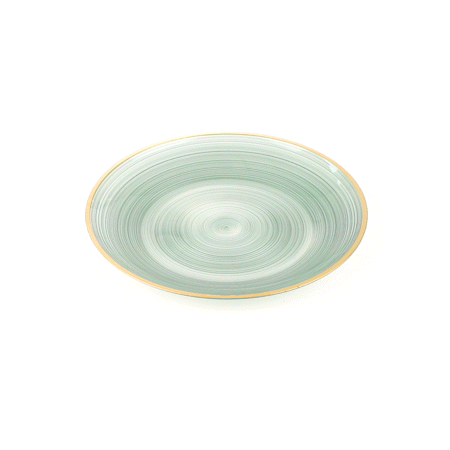 Moderna Round Green Translucent Plastic Gold-Rimmed Plate - Rippled - 7 1/4" x 7 1/4" - 100 count box