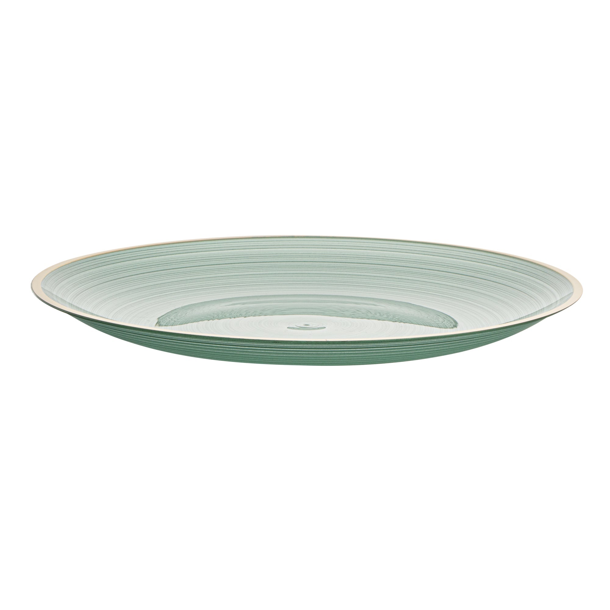 Moderna Round Green Translucent Plastic Gold-Rimmed Plate - Rippled - 7 1/4" x 7 1/4" - 100 count box