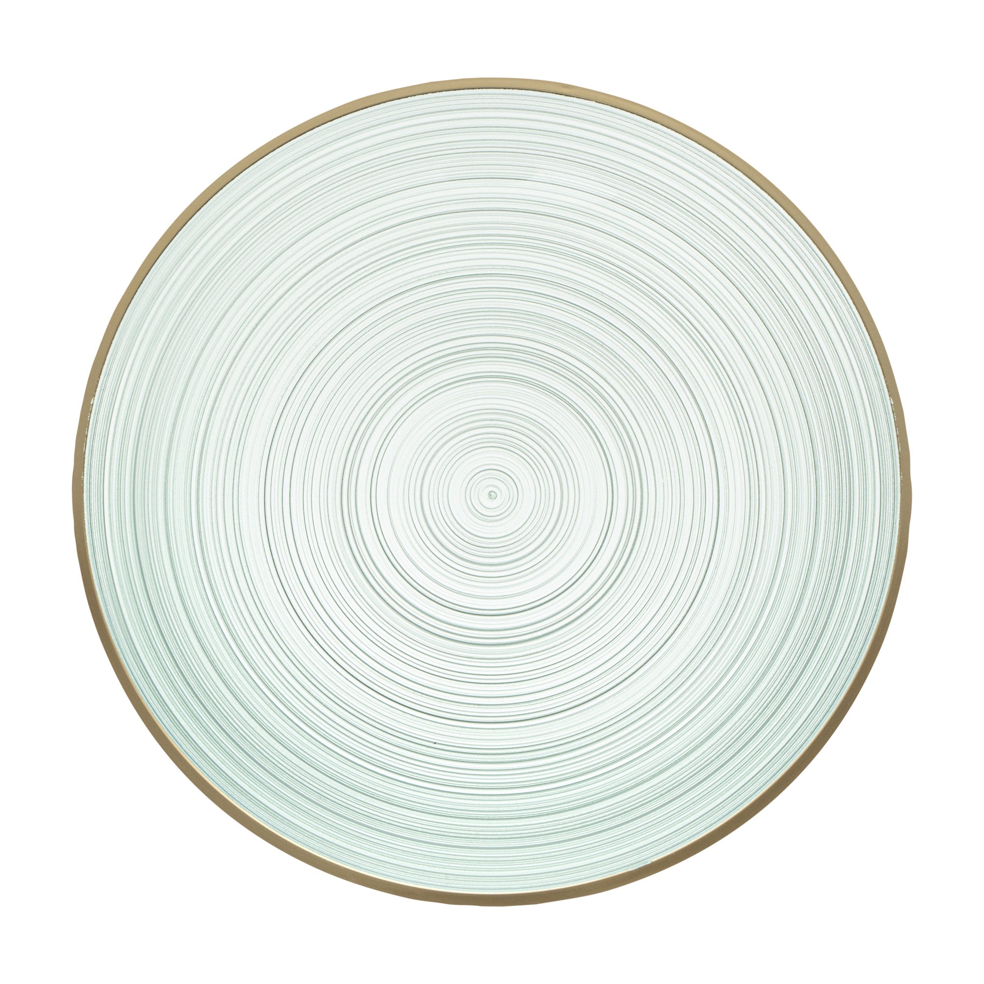 Moderna Round Green Translucent Plastic Gold-Rimmed Plate - Rippled - 7 1/4" x 7 1/4" - 100 count box