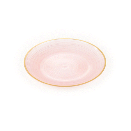 Moderna Round Pink Translucent Plastic Gold-Rimmed Plate - Rippled - 7 1/4" x 7 1/4" - 20 count box