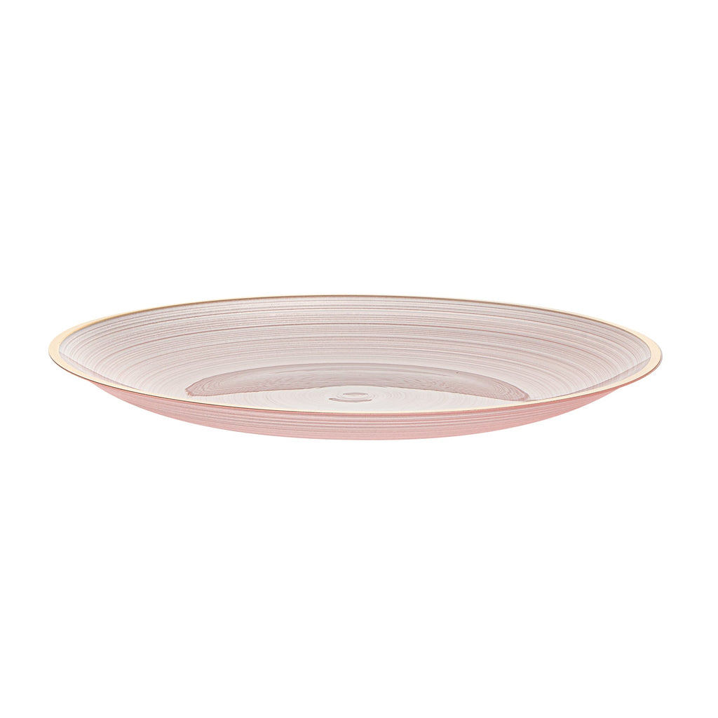 Moderna Round Pink Translucent Plastic Gold-Rimmed Plate - Rippled - 7 1/4" x 7 1/4" - 20 count box