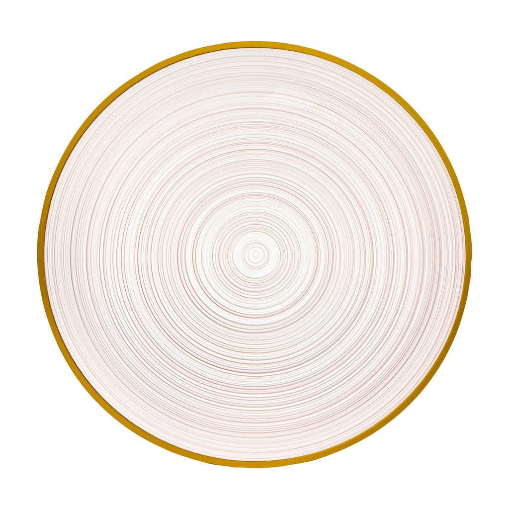 Moderna Round Pink Translucent Plastic Gold-Rimmed Plate - Rippled - 7 1/4" x 7 1/4" - 20 count box