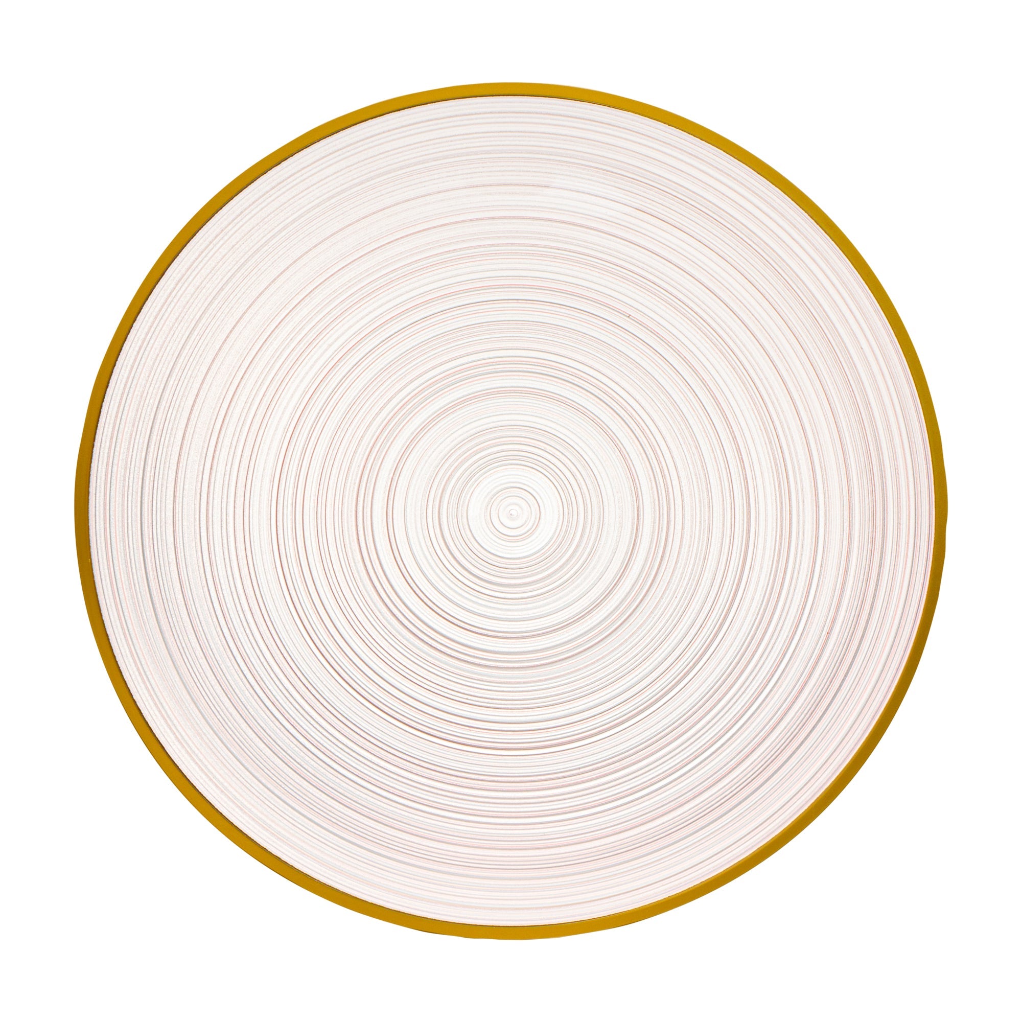 Moderna Round Pink Translucent Plastic Gold-Rimmed Plate - Rippled - 7 1/4" x 7 1/4" - 20 count box
