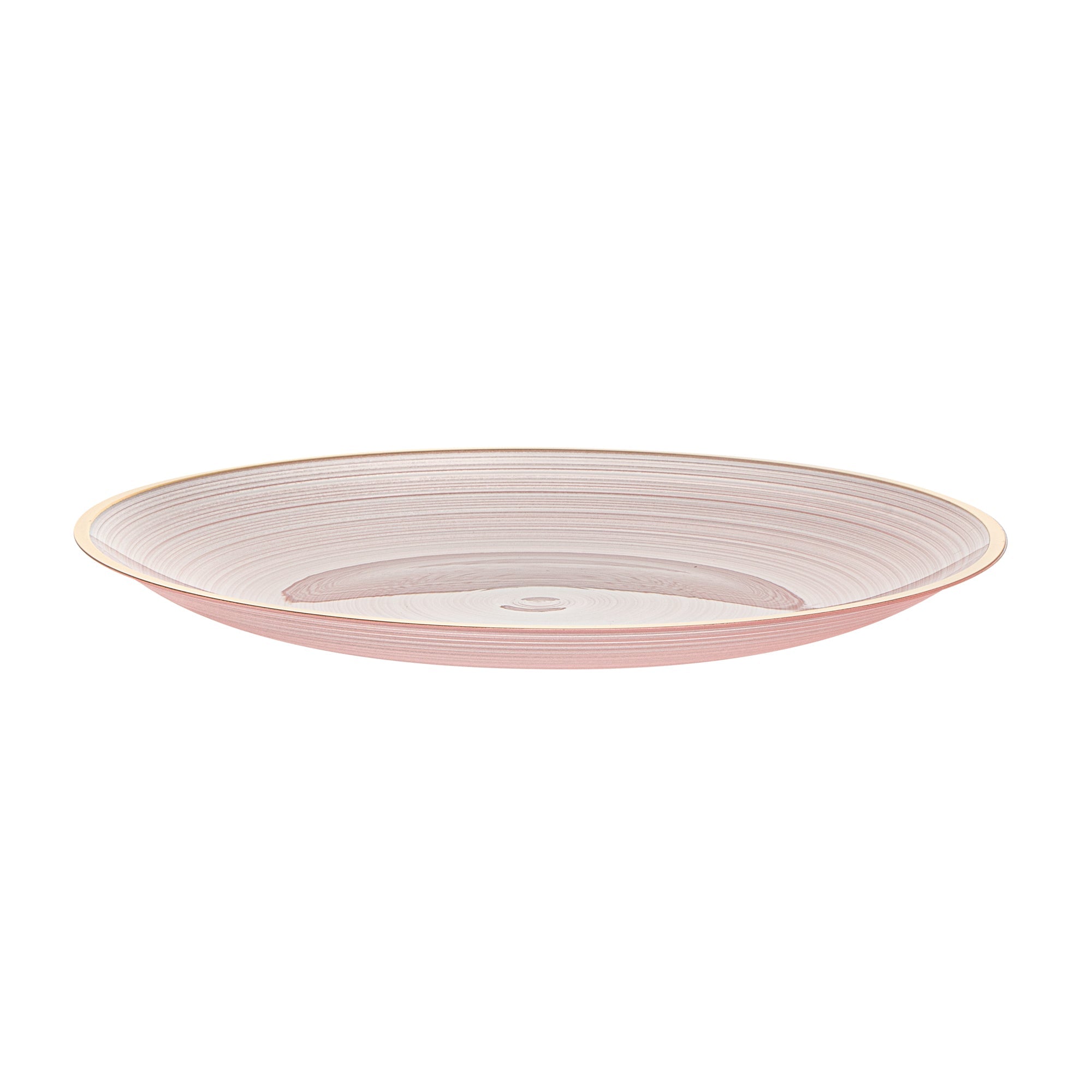 Moderna Round Pink Translucent Plastic Gold-Rimmed Plate - Rippled - 7 1/4" x 7 1/4" - 100 count box