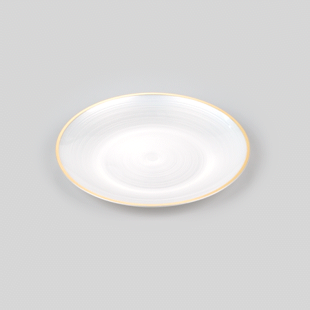 Moderna Round White Translucent Plastic Gold-Rimmed Plate - Rippled - 7 1/4" x 7 1/4" - 20 count box