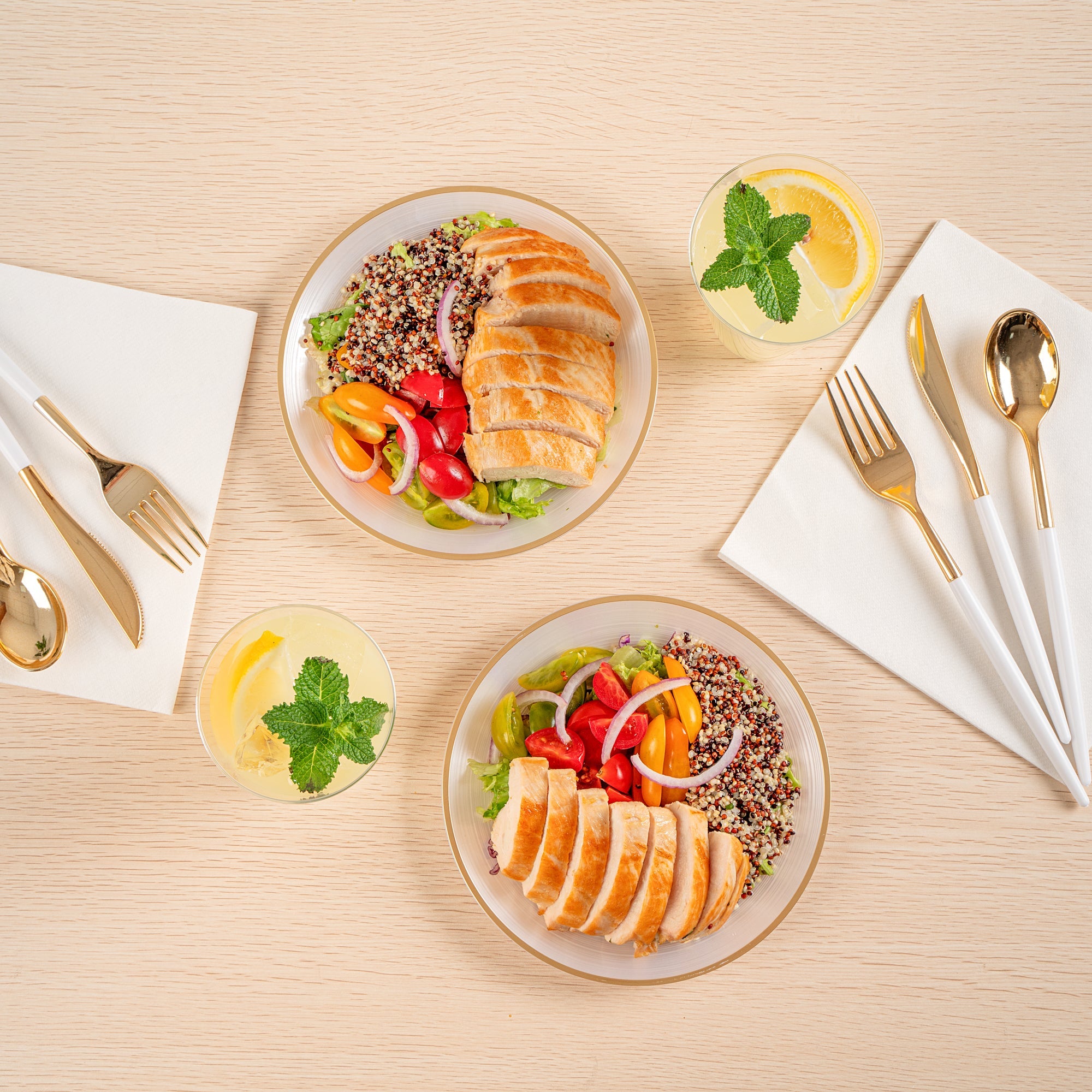 Moderna Round White Translucent Plastic Gold-Rimmed Plate - Rippled - 7 1/4" x 7 1/4" - 20 count box