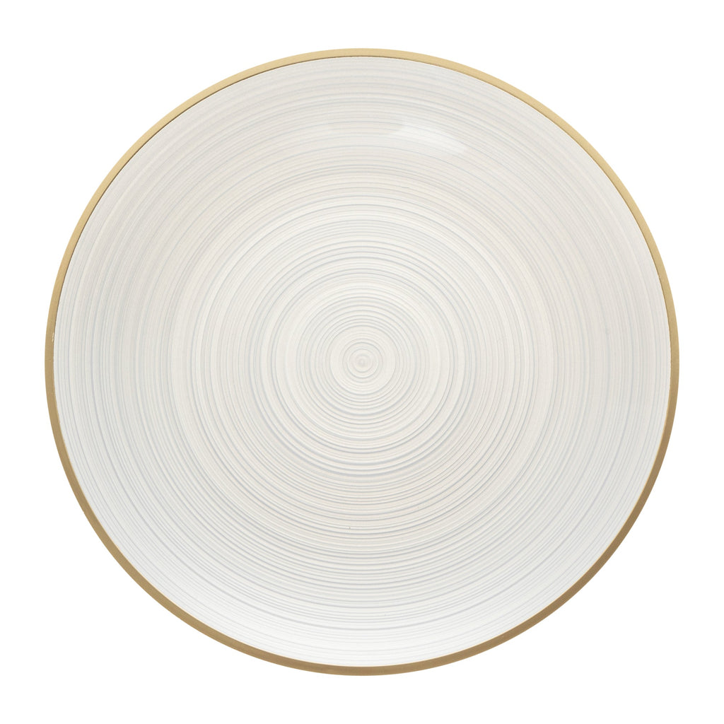 Moderna Round White Translucent Plastic Gold-Rimmed Plate - Rippled - 7 1/4" x 7 1/4" - 100 count box