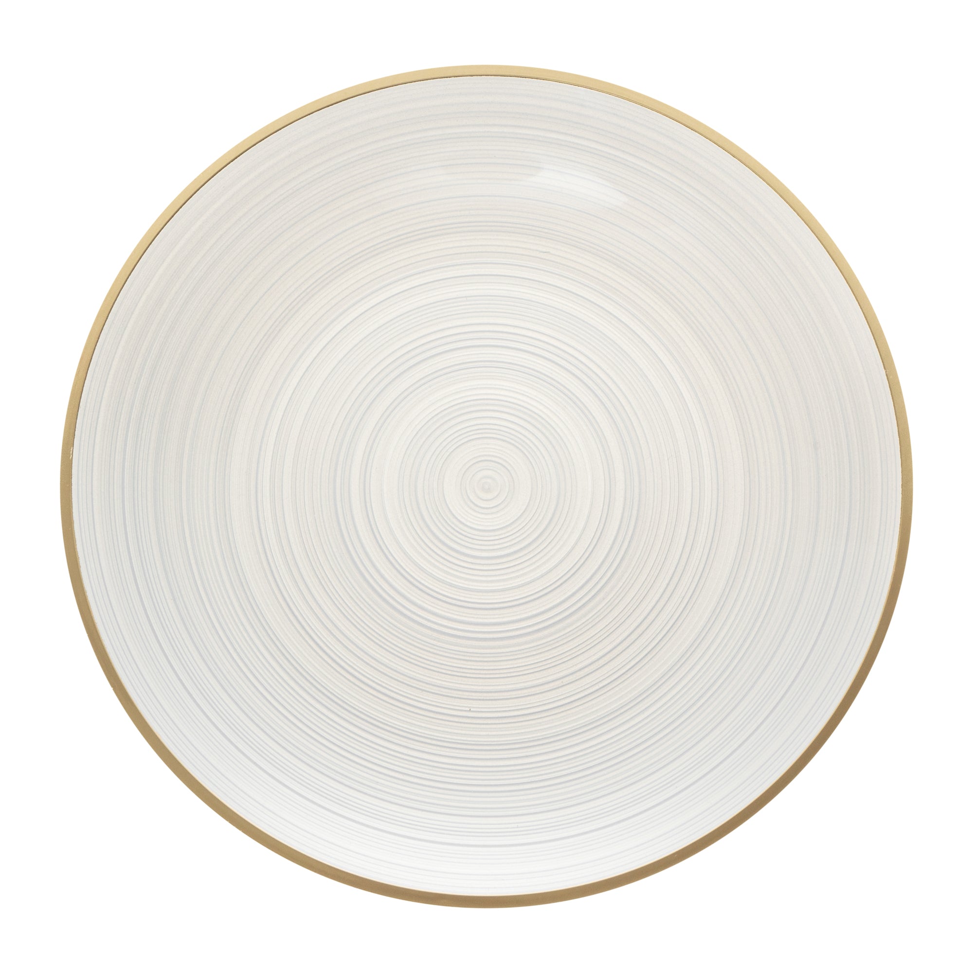 Moderna Round White Translucent Plastic Gold-Rimmed Plate - Rippled - 7 1/4" x 7 1/4" - 100 count box