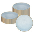 Moderna Round Blue Translucent Plastic Gold-Rimmed Plate - Rippled - 10" x 10" - 100 count box