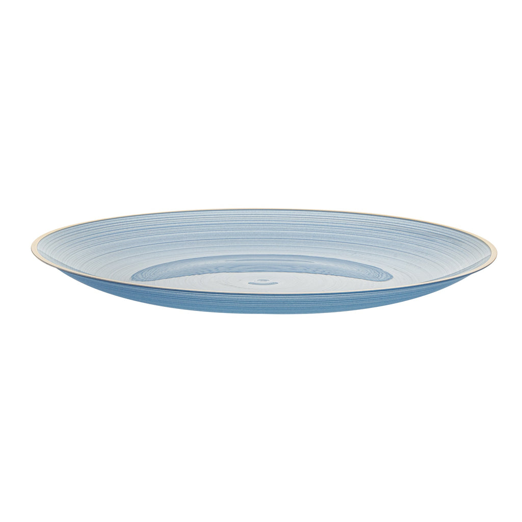 Moderna Round Blue Translucent Plastic Gold-Rimmed Plate - Rippled - 10" x 10" - 20 count box