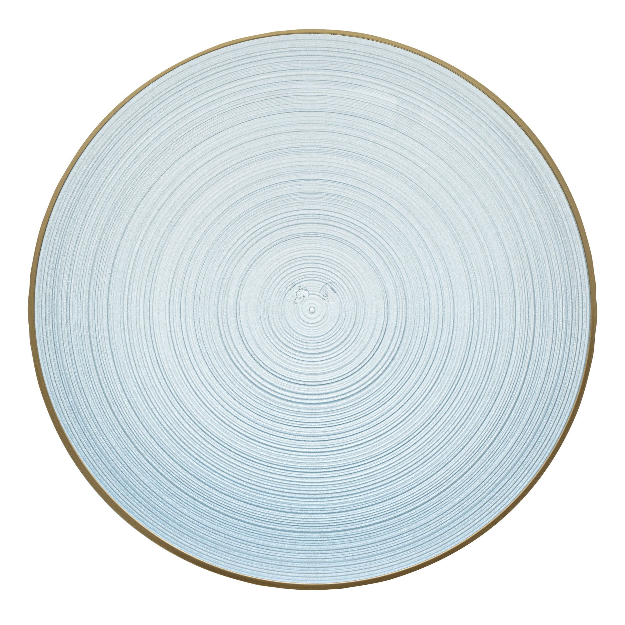 Moderna Round Blue Translucent Plastic Gold-Rimmed Plate - Rippled - 10" x 10" - 100 count box