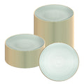 Moderna Round Green Translucent Plastic Gold-Rimmed Plate - Rippled - 10" x 10" - 100 count box