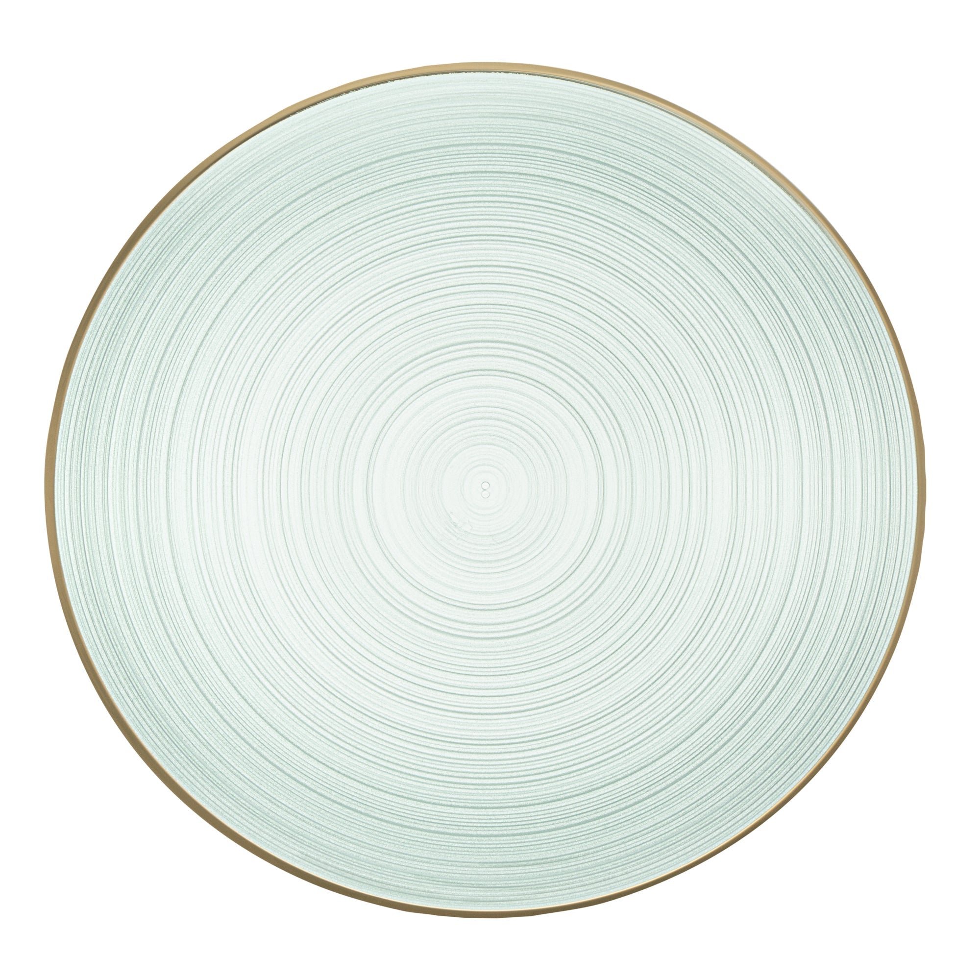 Moderna Round Green Translucent Plastic Gold-Rimmed Plate - Rippled - 10" x 10" - 20 count box