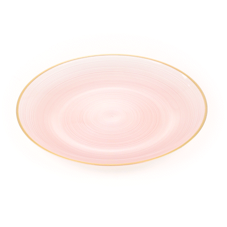 Moderna Round Pink Translucent Plastic Gold-Rimmed Plate - Rippled - 10" x 10" - 20 count box