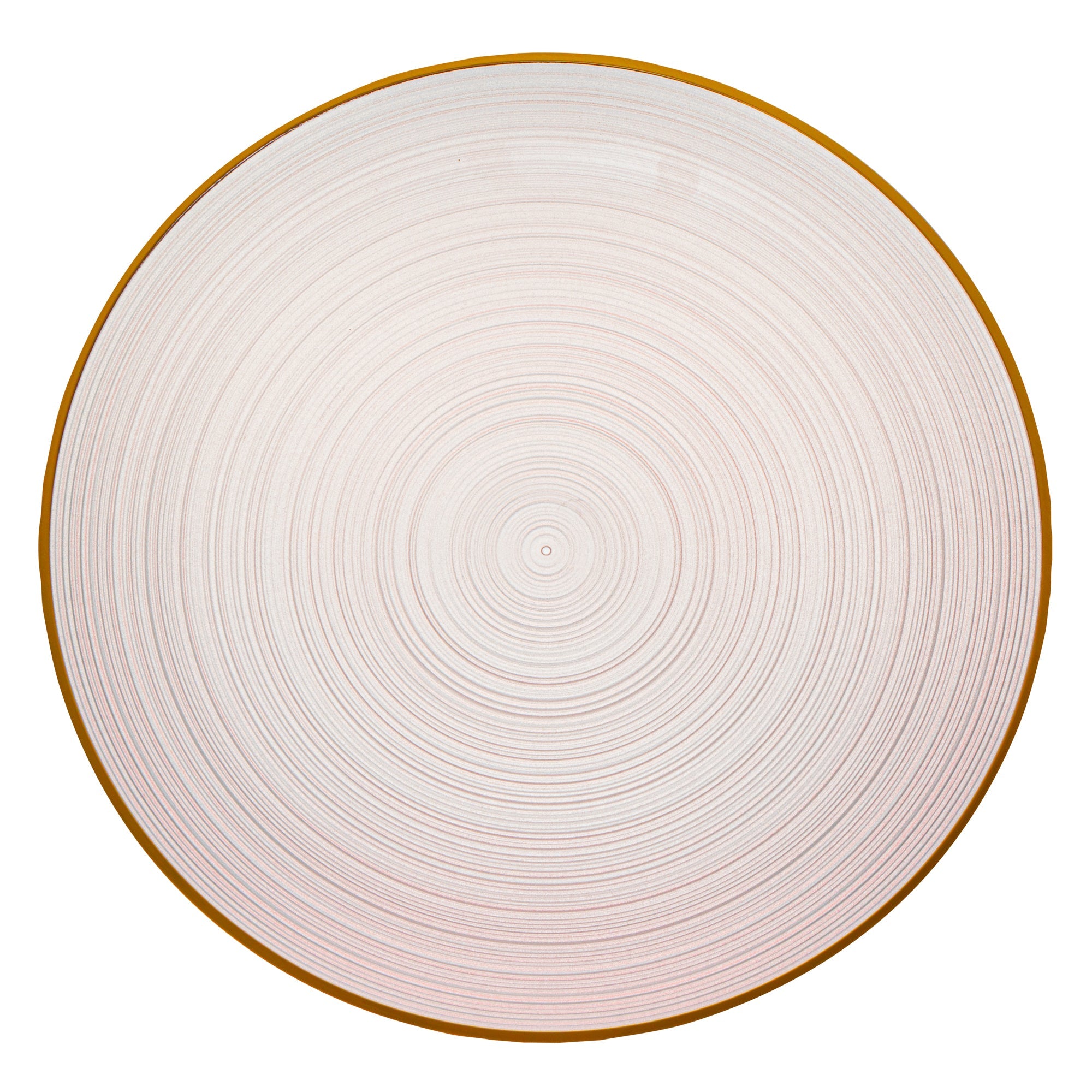 Moderna Round Pink Translucent Plastic Gold-Rimmed Plate - Rippled - 10" x 10" - 20 count box