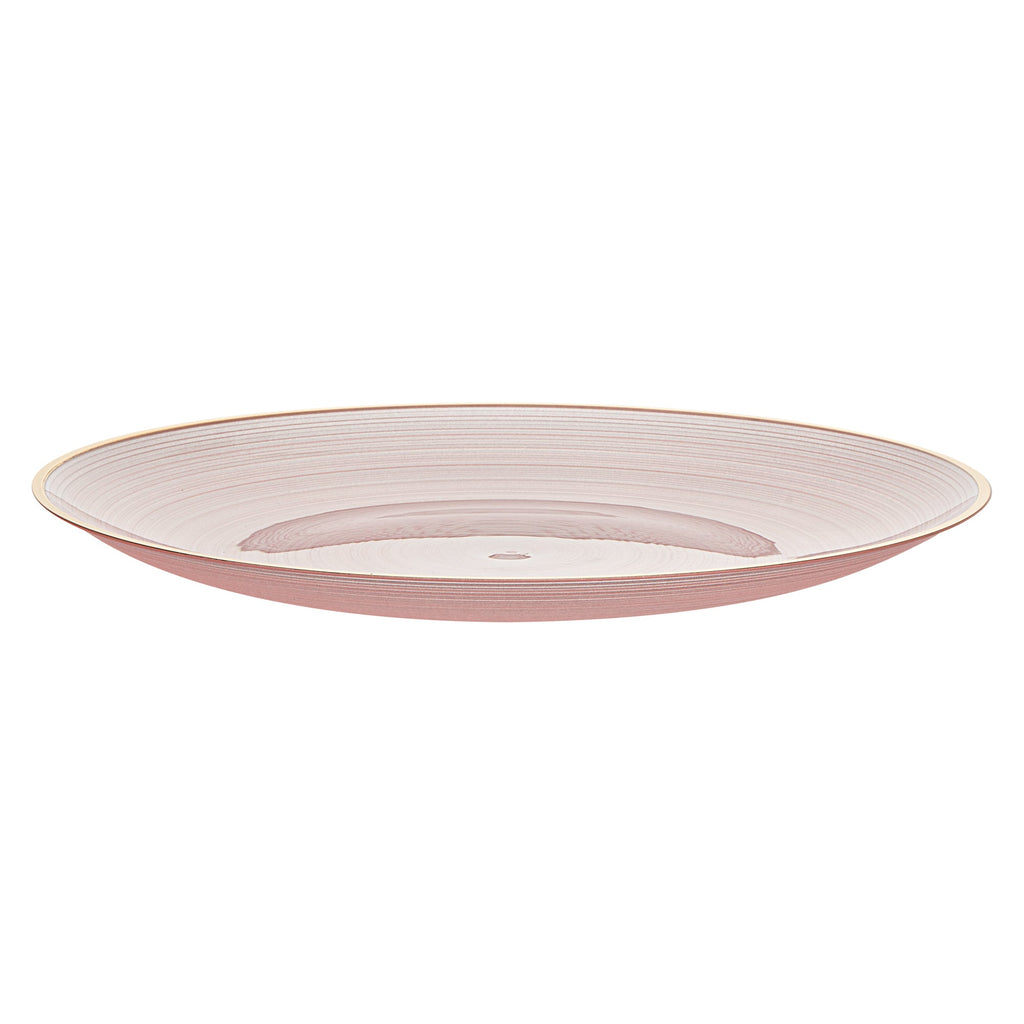 Moderna Round Pink Translucent Plastic Gold-Rimmed Plate - Rippled - 10" x 10" - 100 count box