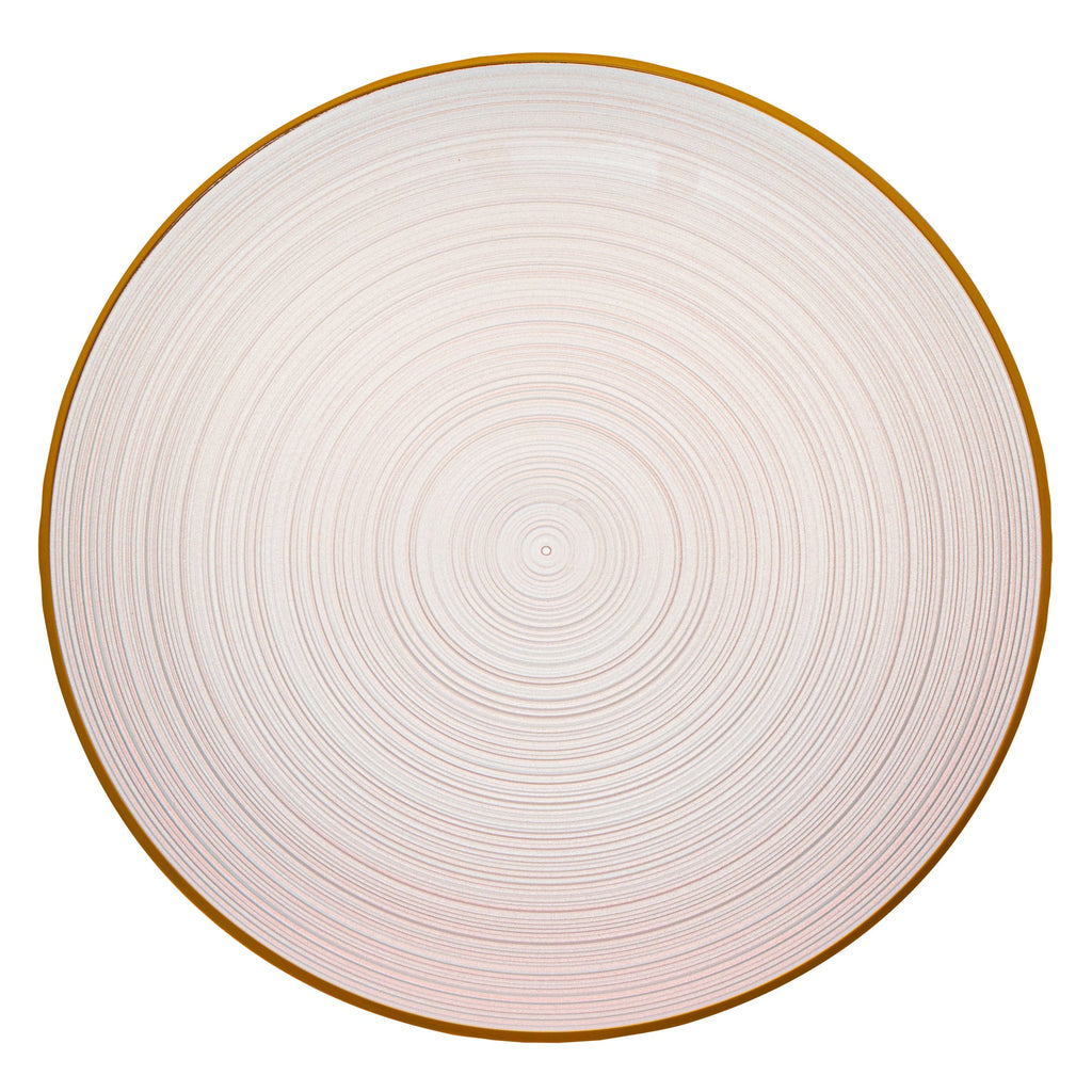 Moderna Round Pink Translucent Plastic Gold-Rimmed Plate - Rippled - 10" x 10" - 100 count box