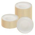 Moderna Round White Translucent Plastic Gold-Rimmed Plate - Rippled - 10" x 10" - 100 count box