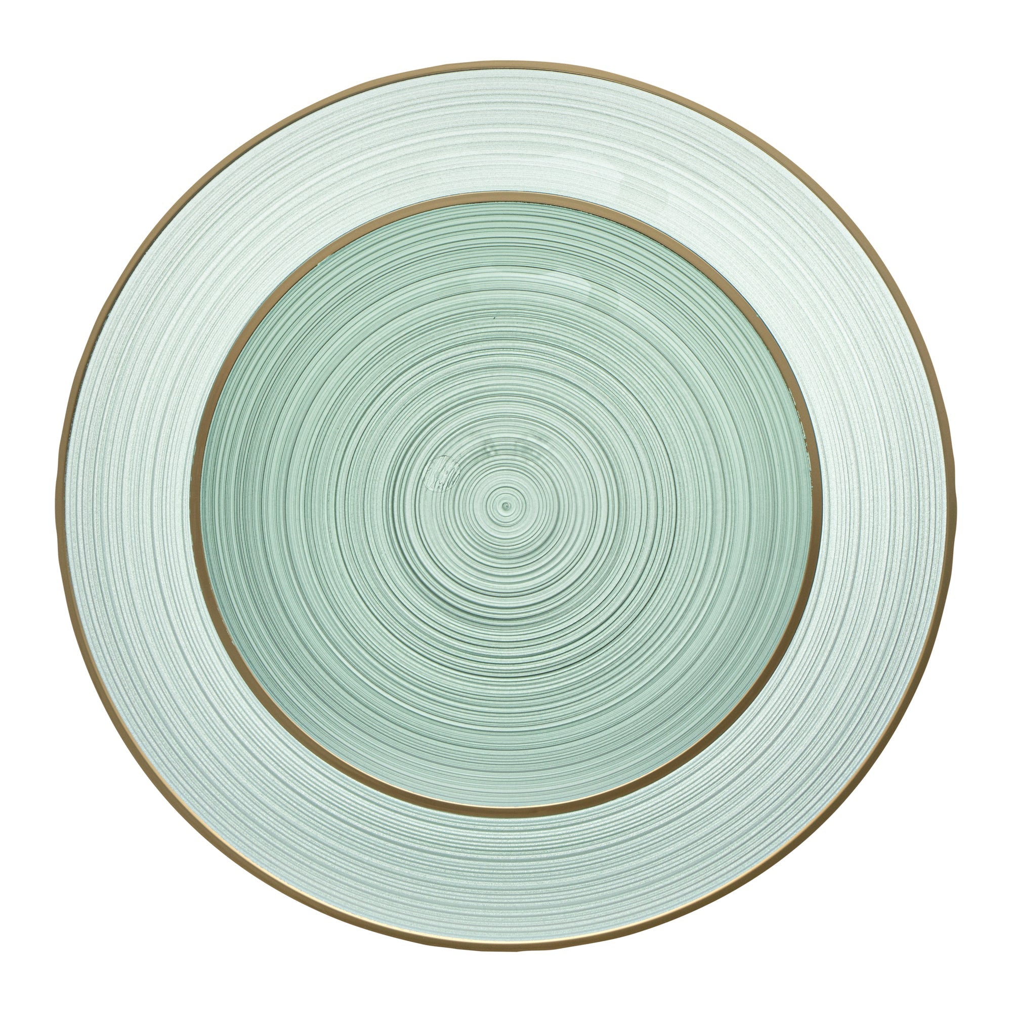 Moderna Round Green Translucent Plastic Gold-Rimmed Plate Set - Rippled, Includes 7 1/4" and 10" Plates - 200 count box