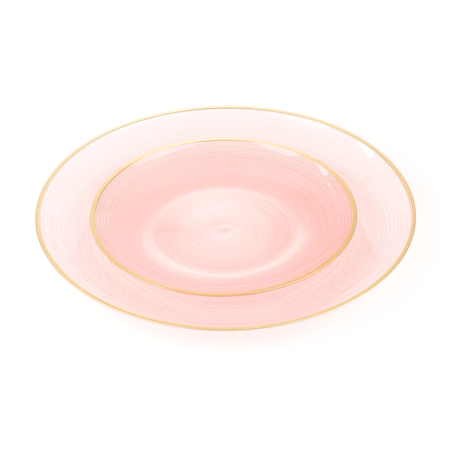 Moderna Round Pink Translucent Plastic Gold-Rimmed Plate Set - Rippled, Includes 7 1/4" and 10" Plates - 200 count box
