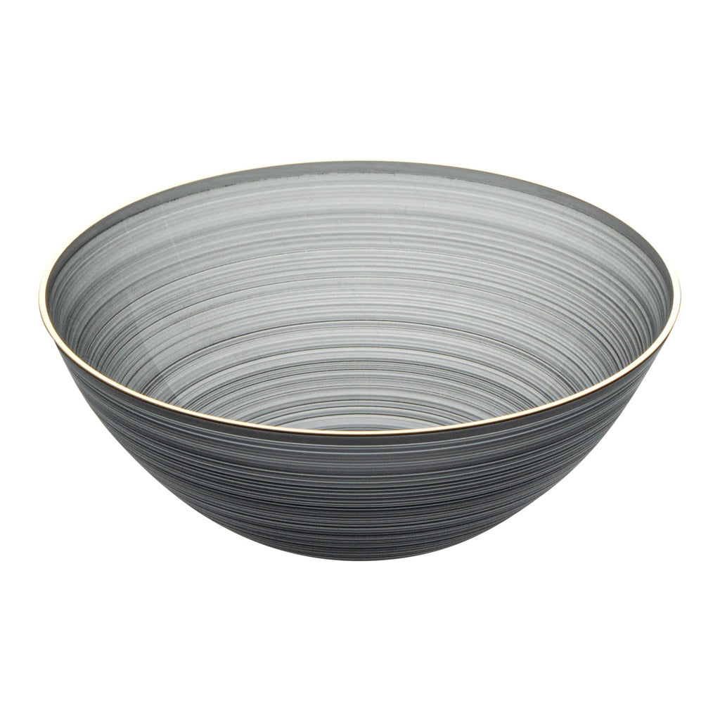 Moderna 16 oz Round Black Translucent Plastic Gold-Rimmed Bowl - Rippled - 5 1/2" x 5 1/2" x 2" - 20 count box
