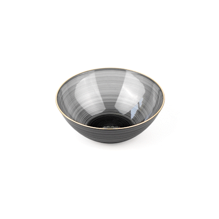 Moderna 16 oz Round Black Translucent Plastic Gold-Rimmed Bowl - Rippled - 5 1/2" x 5 1/2" x 2" - 100 count box