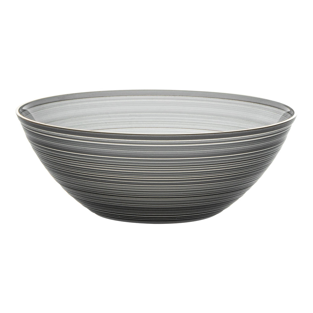 Moderna 16 oz Round Black Translucent Plastic Gold-Rimmed Bowl - Rippled - 5 1/2" x 5 1/2" x 2" - 100 count box