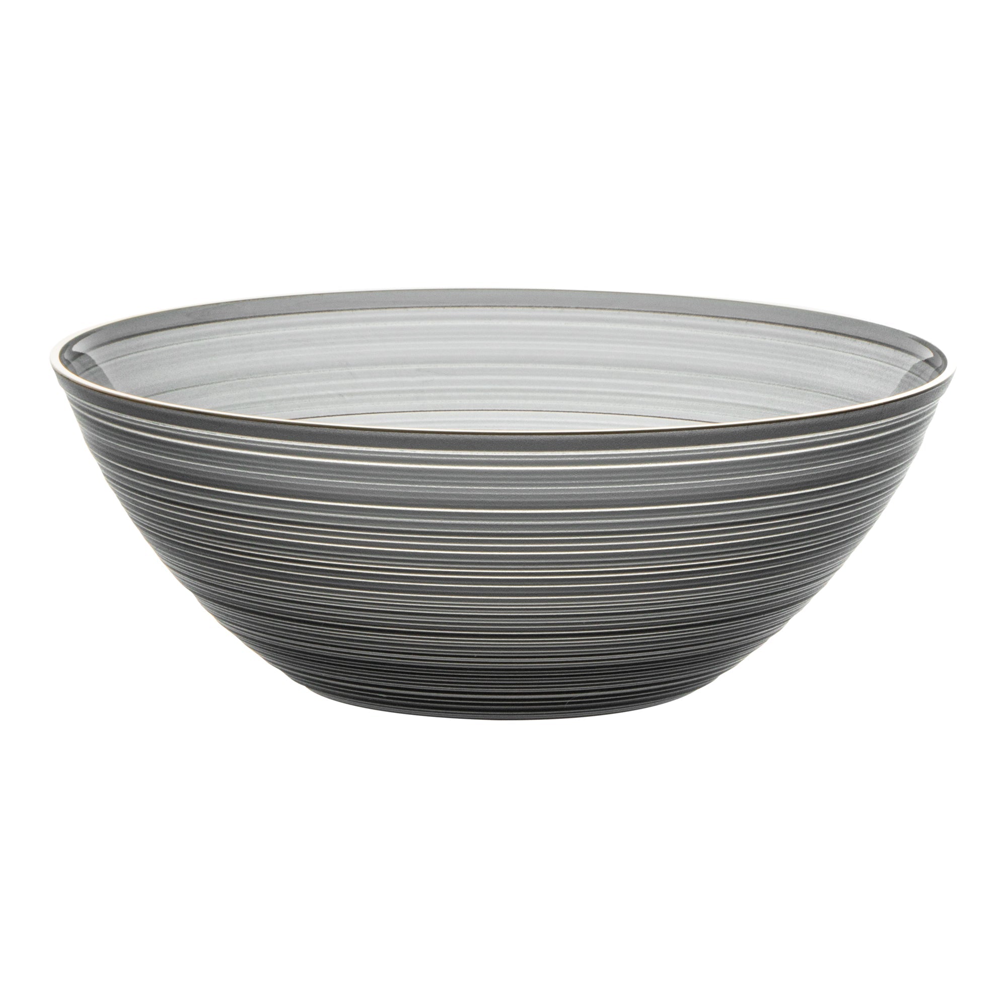 Moderna 16 oz Round Black Translucent Plastic Gold-Rimmed Bowl - Rippled - 5 1/2" x 5 1/2" x 2" - 100 count box