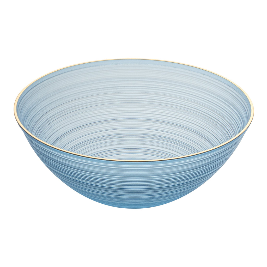 Moderna 16 oz Round Blue Translucent Plastic Gold-Rimmed Bowl - Rippled - 5 1/2" x 5 1/2" x 2" - 100 count box