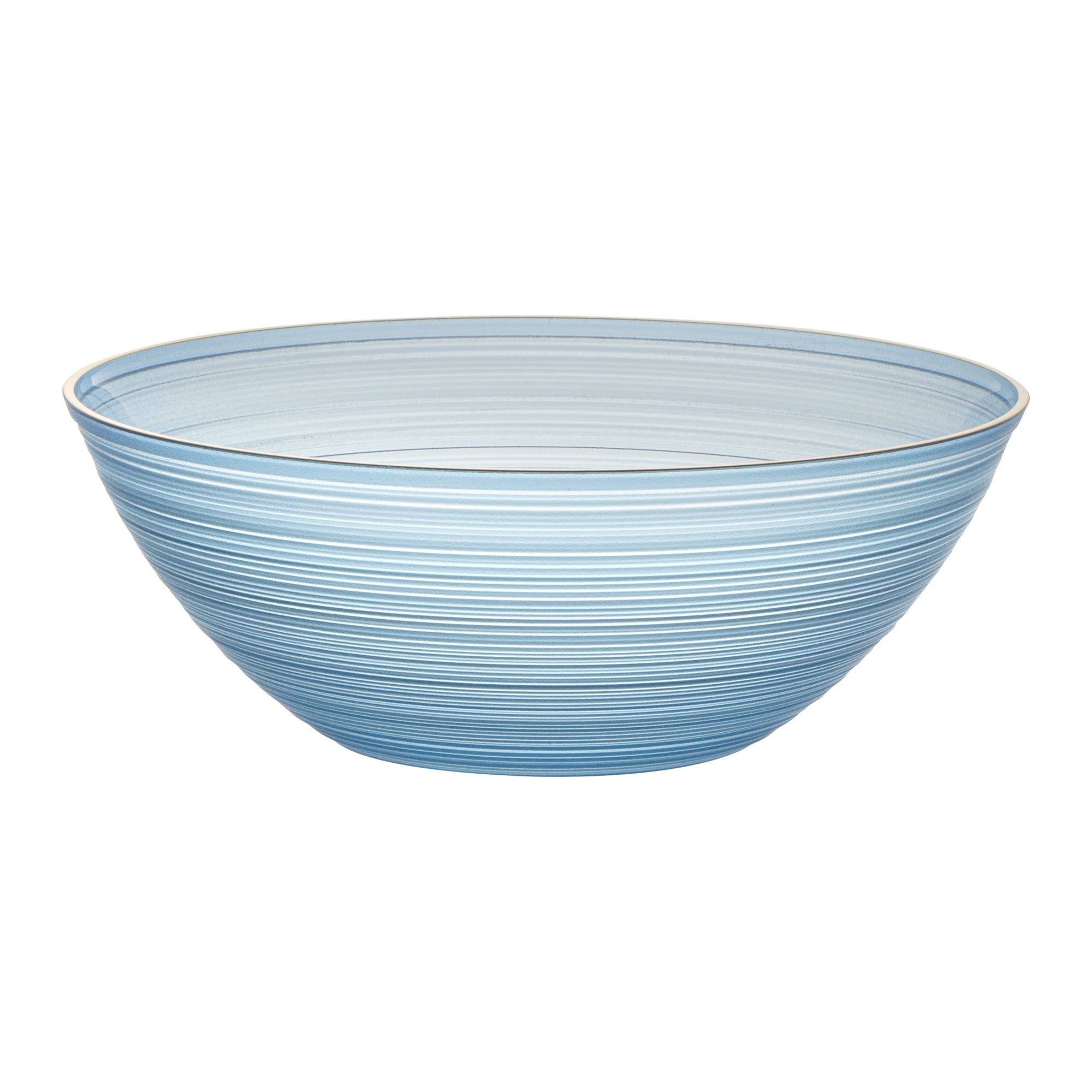 Moderna 16 oz Round Blue Translucent Plastic Gold-Rimmed Bowl - Rippled - 5 1/2" x 5 1/2" x 2" - 20 count box