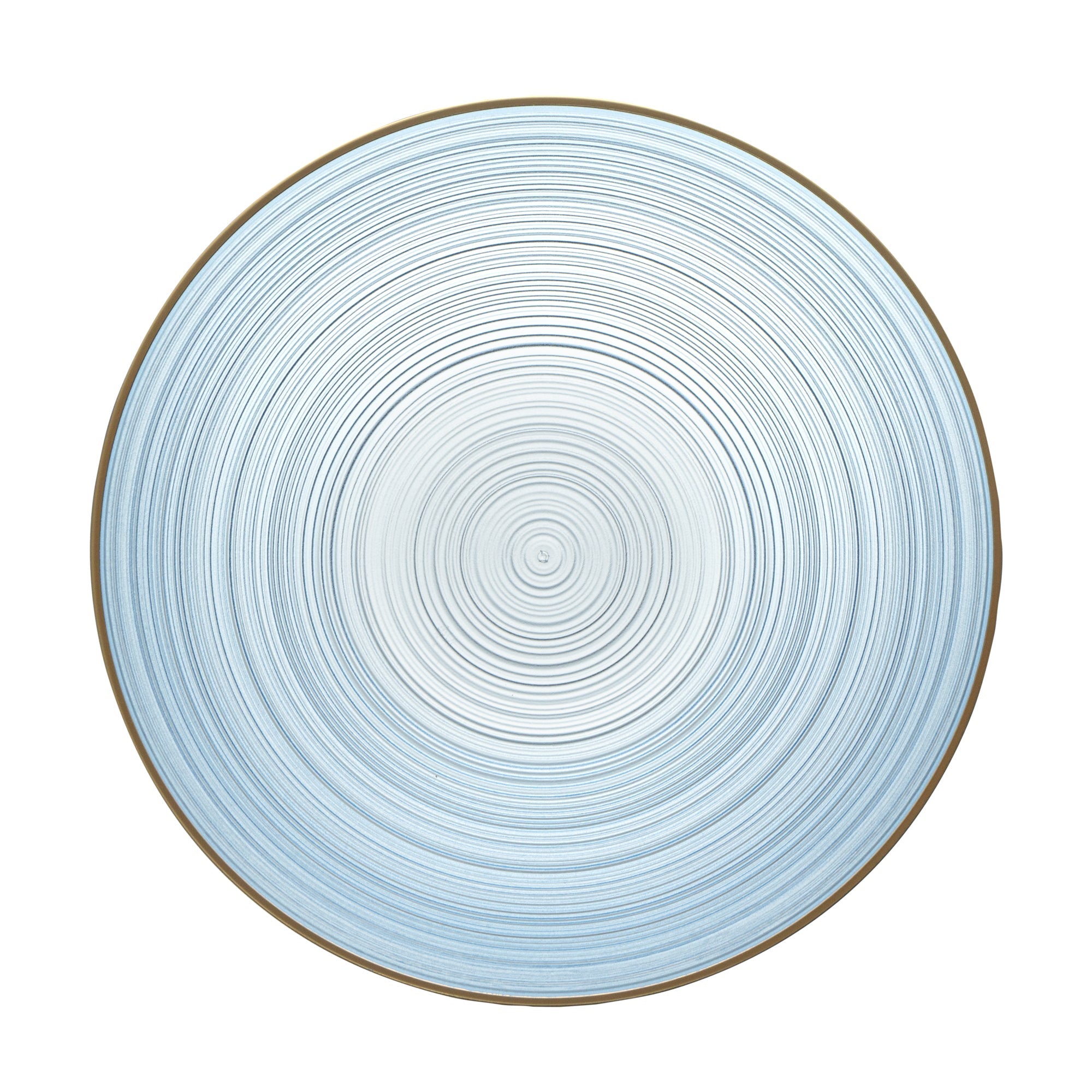 Moderna 16 oz Round Blue Translucent Plastic Gold-Rimmed Bowl - Rippled - 5 1/2" x 5 1/2" x 2" - 20 count box