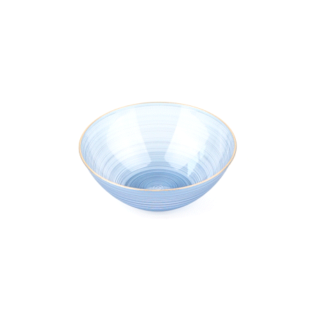 Moderna 16 oz Round Blue Translucent Plastic Gold-Rimmed Bowl - Rippled - 5 1/2" x 5 1/2" x 2" - 100 count box