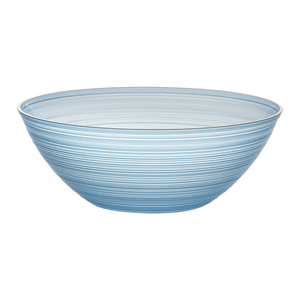 Moderna 16 oz Round Blue Translucent Plastic Gold-Rimmed Bowl - Rippled - 5 1/2" x 5 1/2" x 2" - 100 count box
