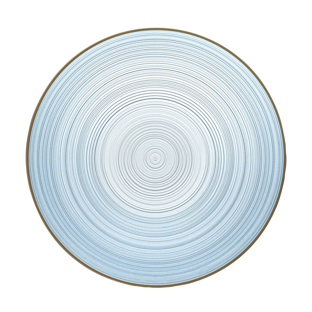 Moderna 16 oz Round Blue Translucent Plastic Gold-Rimmed Bowl - Rippled - 5 1/2" x 5 1/2" x 2" - 100 count box