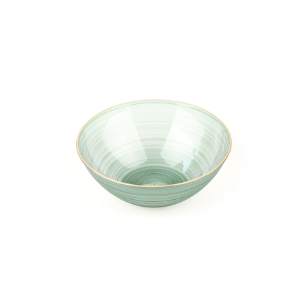 Moderna 16 oz Round Green Translucent Plastic Gold-Rimmed Bowl - Rippled - 5 1/2" x 5 1/2" x 2" - 20 count box