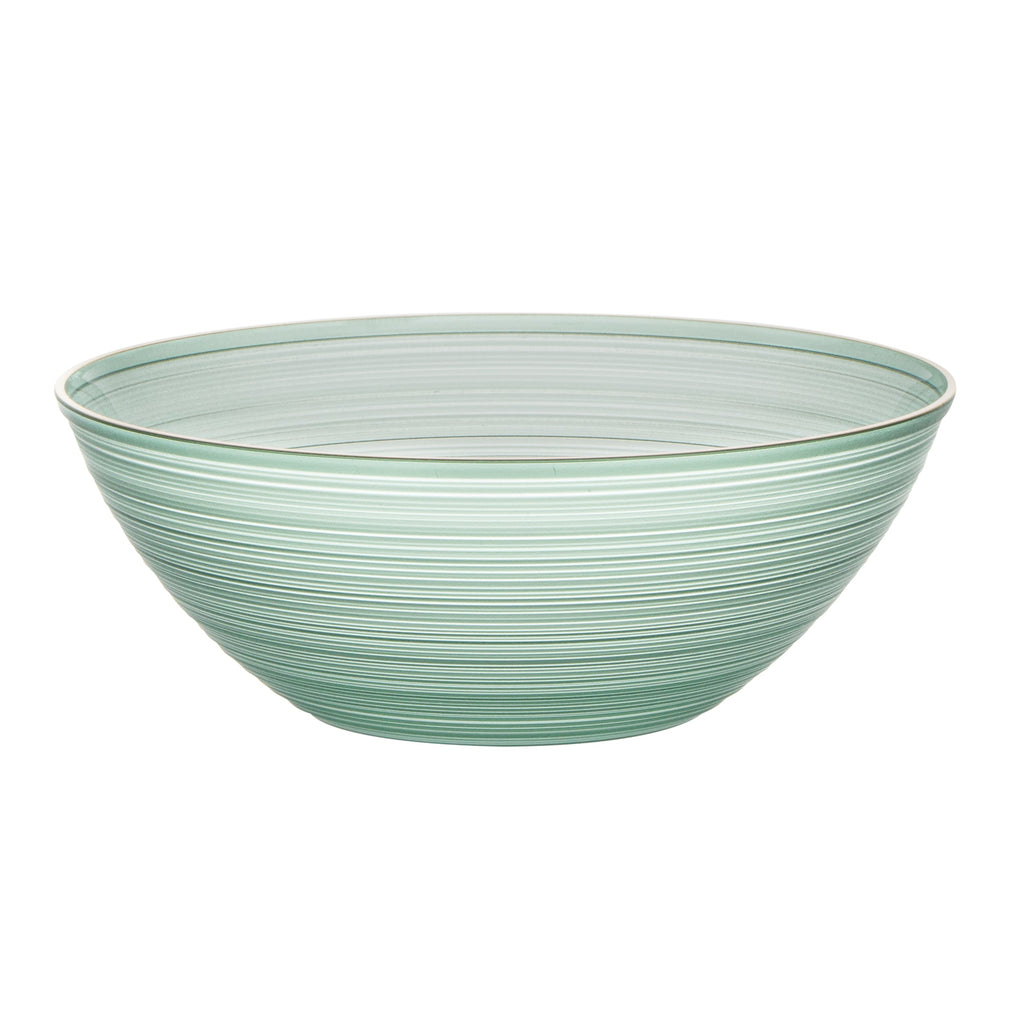 Moderna 16 oz Round Green Translucent Plastic Gold-Rimmed Bowl - Rippled - 5 1/2" x 5 1/2" x 2" - 20 count box