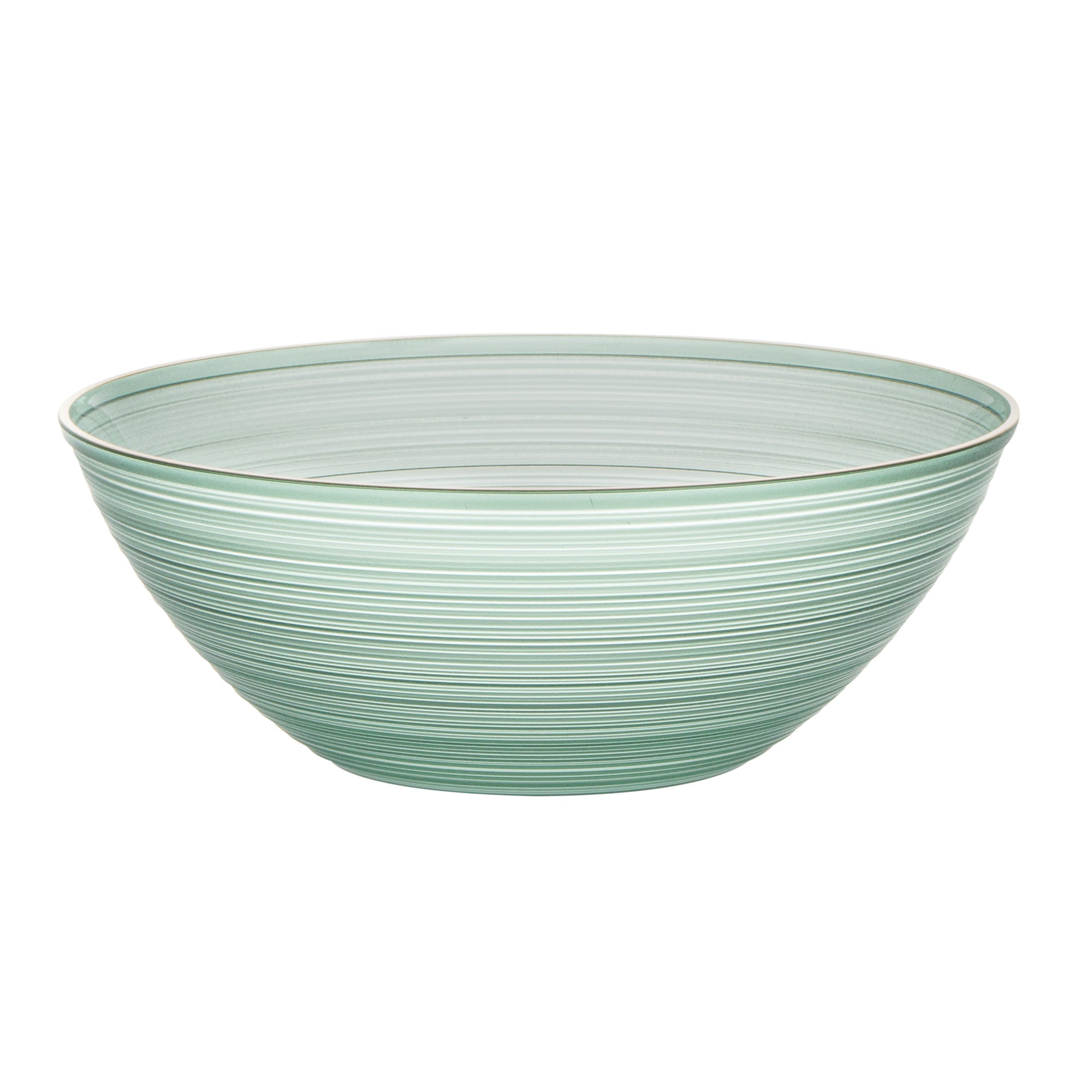 Moderna 16 oz Round Green Translucent Plastic Gold-Rimmed Bowl - Rippled - 5 1/2" x 5 1/2" x 2" - 20 count box