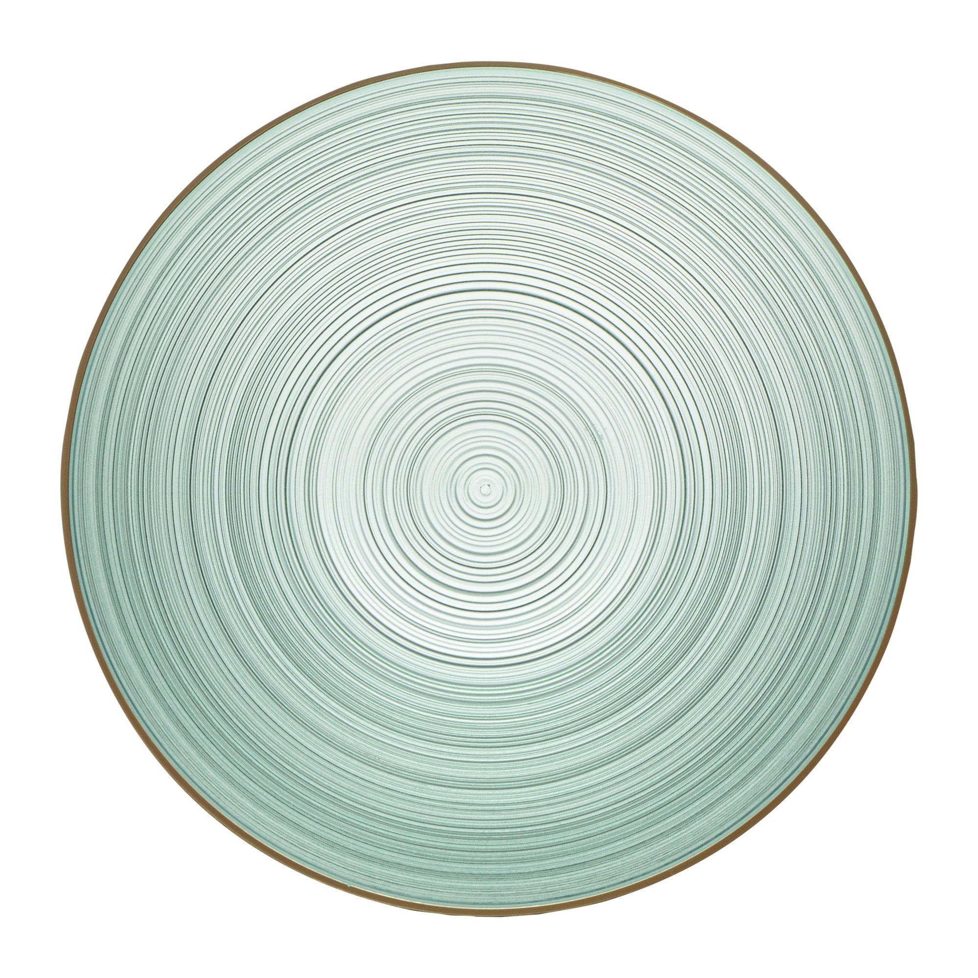 Moderna 16 oz Round Green Translucent Plastic Gold-Rimmed Bowl - Rippled - 5 1/2" x 5 1/2" x 2" - 20 count box