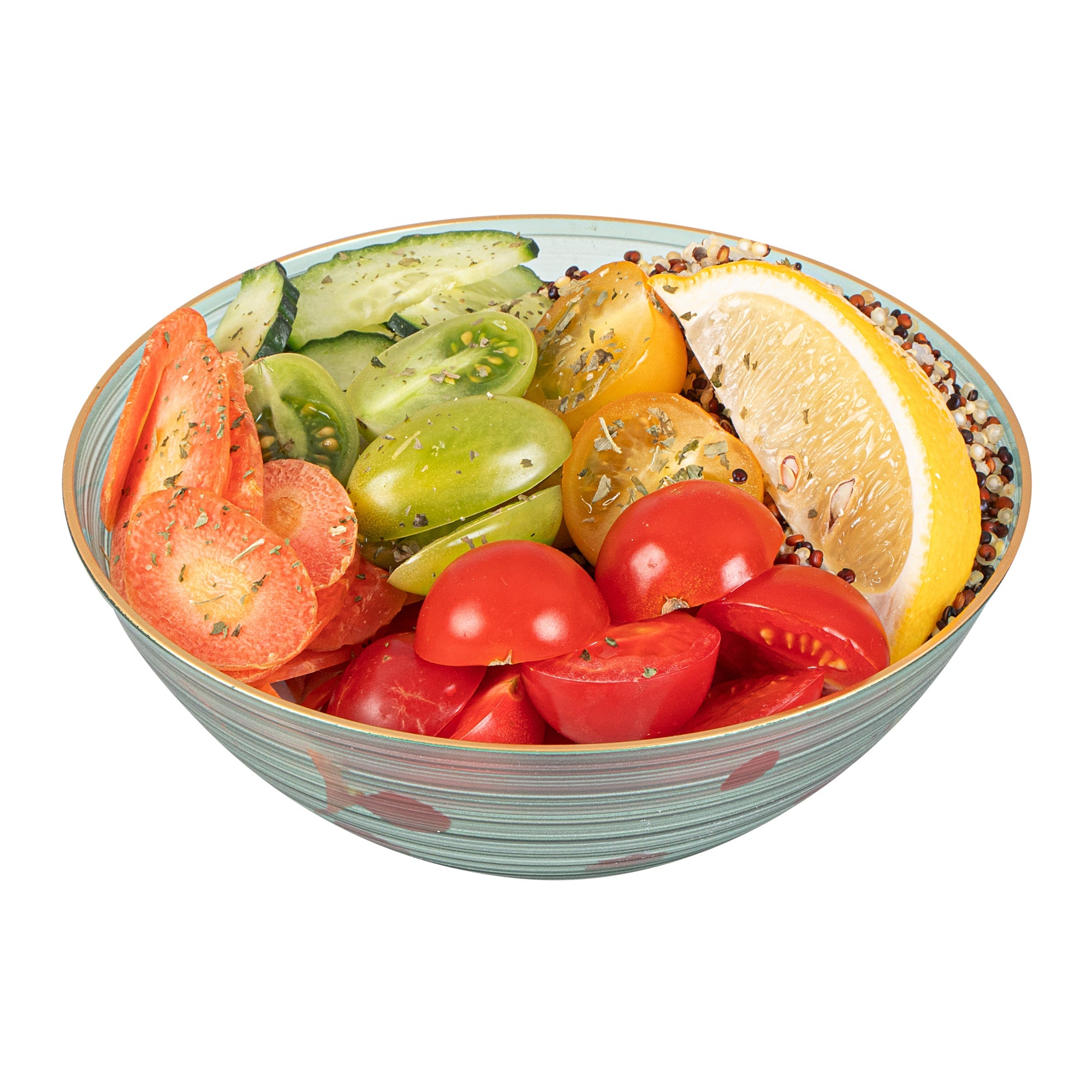 Moderna 16 oz Round Green Translucent Plastic Gold-Rimmed Bowl - Rippled - 5 1/2" x 5 1/2" x 2" - 100 count box