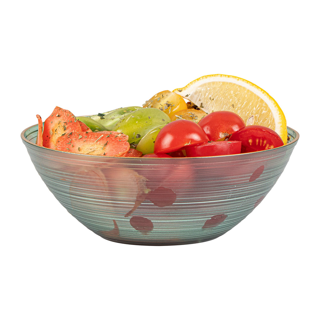 Moderna 16 oz Round Green Translucent Plastic Gold-Rimmed Bowl - Rippled - 5 1/2" x 5 1/2" x 2" - 100 count box