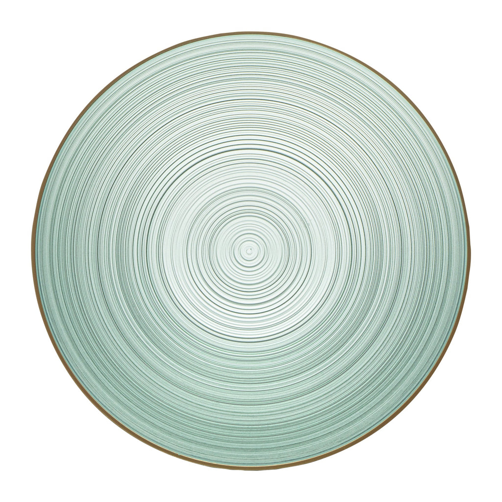 Moderna 16 oz Round Green Translucent Plastic Gold-Rimmed Bowl - Rippled - 5 1/2" x 5 1/2" x 2" - 100 count box