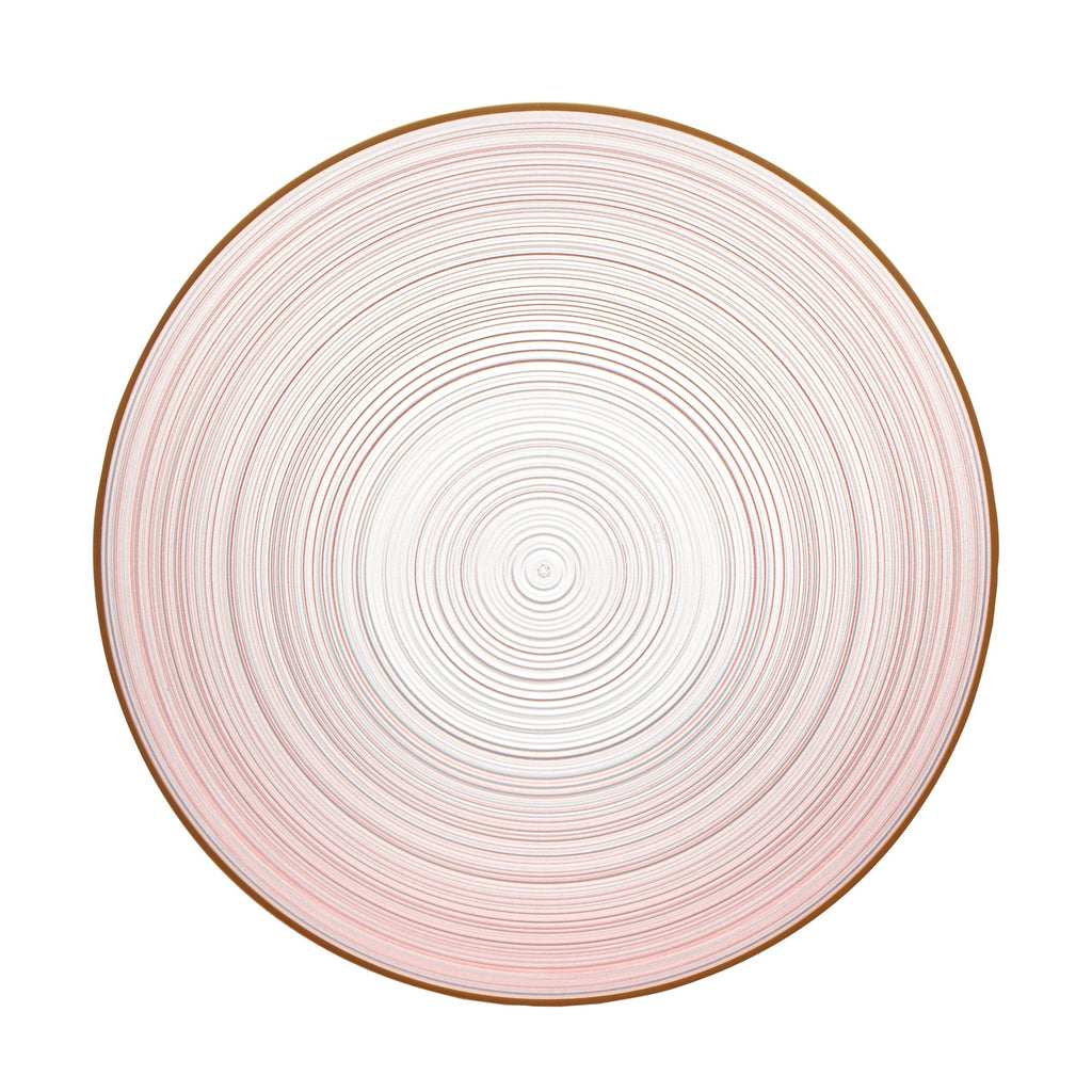 Moderna 16 oz Round Pink Translucent Plastic Gold-Rimmed Bowl - Rippled - 5 1/2" x 5 1/2" x 2" - 20 count box