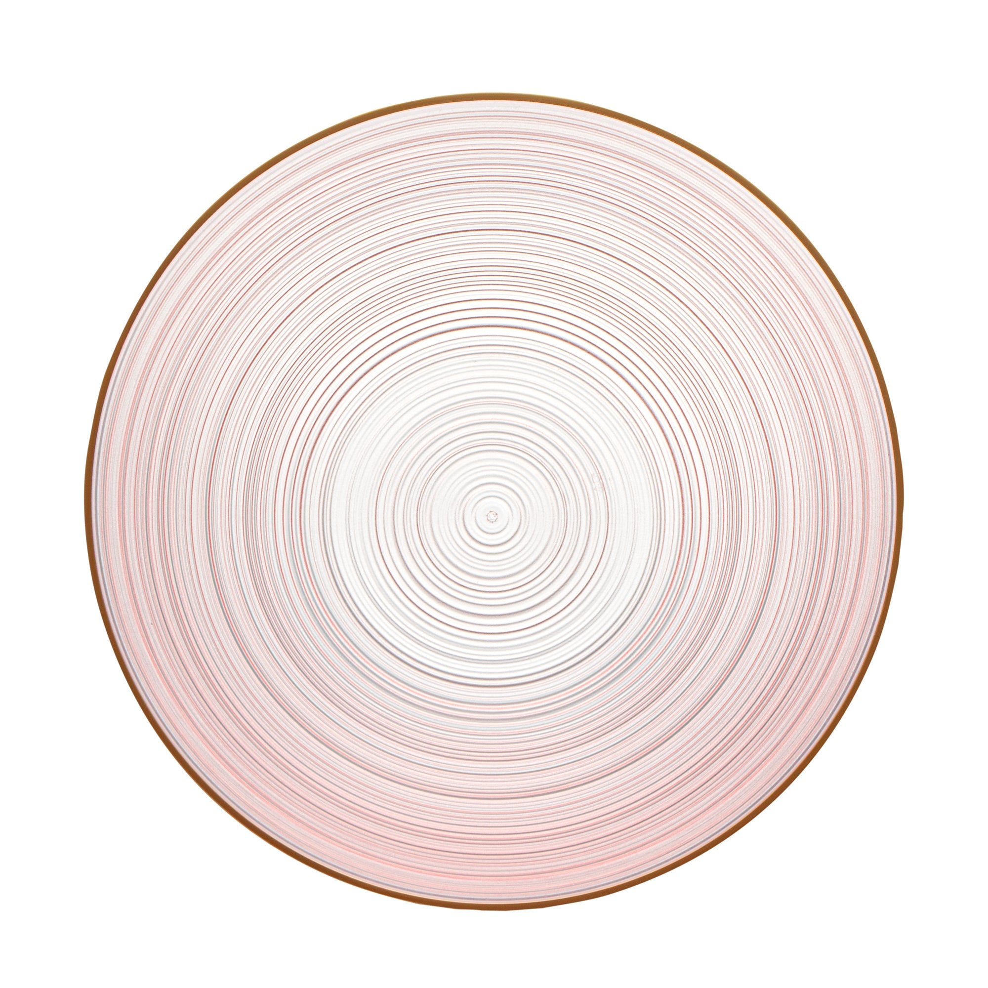 Moderna 16 oz Round Pink Translucent Plastic Gold-Rimmed Bowl - Rippled - 5 1/2" x 5 1/2" x 2" - 20 count box